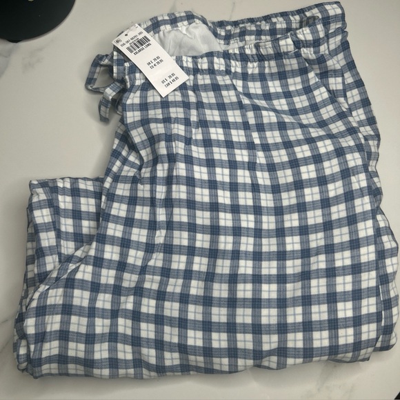 New Hollister Women’s Pull on Blue & White Gingham Slub Pants XXLarge Long Lined - Picture 5 of 7